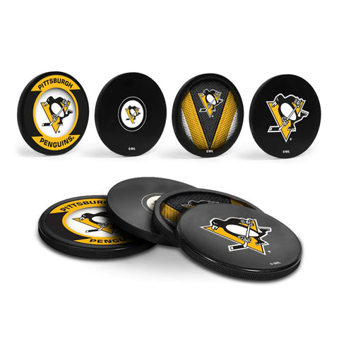 PITTSBURGH PENGUINS PUCK COASTER - 4 PACK