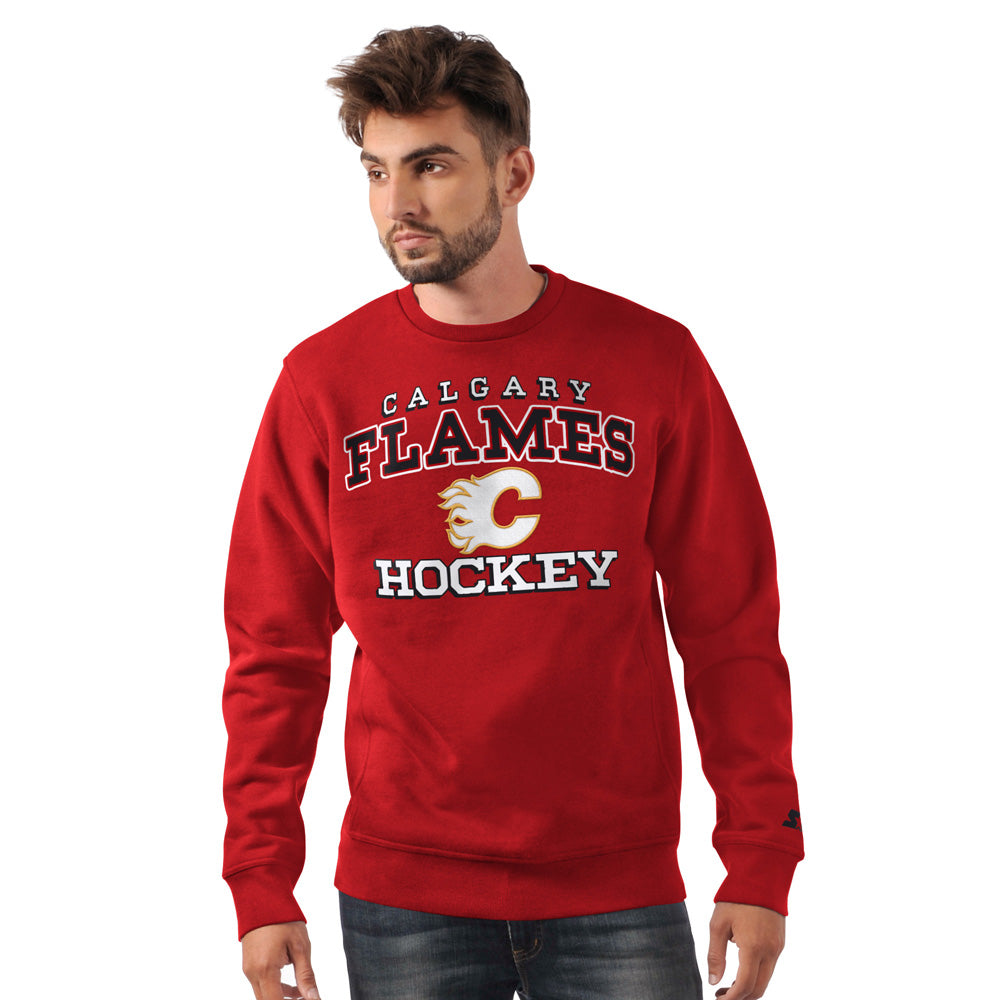 Starter Calgary Flames Holiday Men's Red Crewneck Sweater
