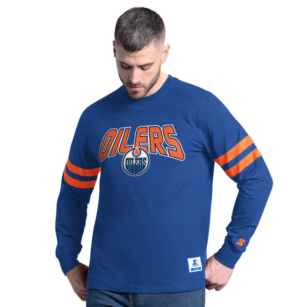 Edmonton Oilers Starter Line Up Blue Long Sleeve Shirt