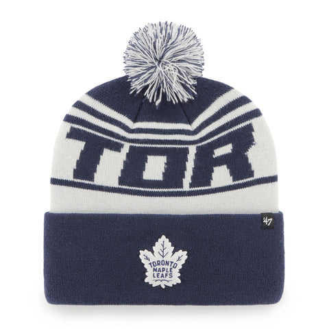 This stylish knit toque is perfect for any fan of the Toronto Maple Leafs.