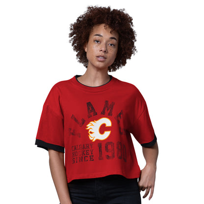 Starter Calgary Flames Flyout Women's Red T Shirt