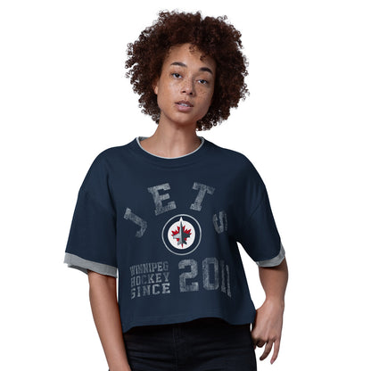 Starter Winnipeg Jets Flyout Women's Navy T Shirt