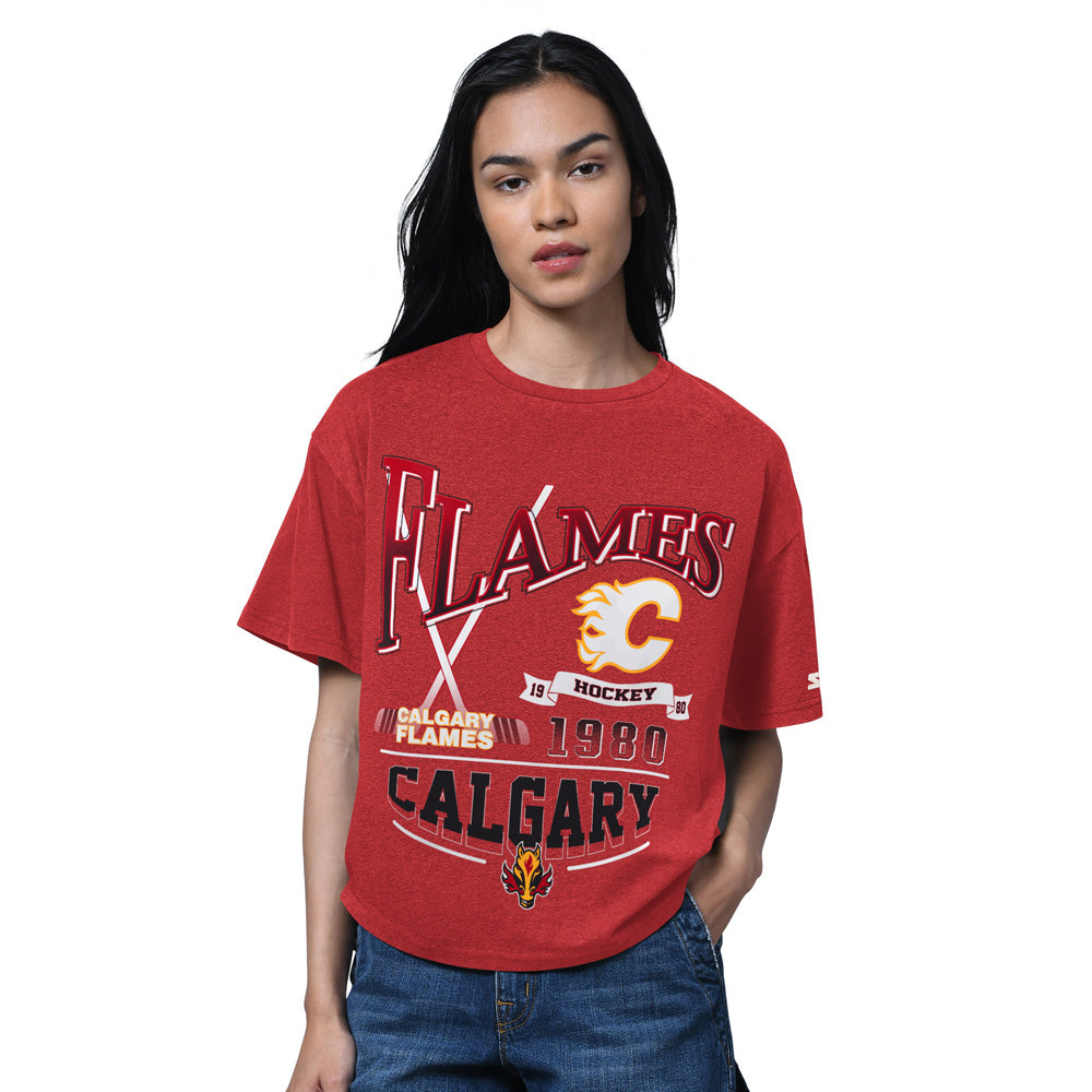 Starter Calgary Flames Hall Of Fame Women's Boxy Red T Shirt