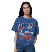 Starter Edmonton Oilers Hall Of Fame Women's Boxy Navy T Shirt