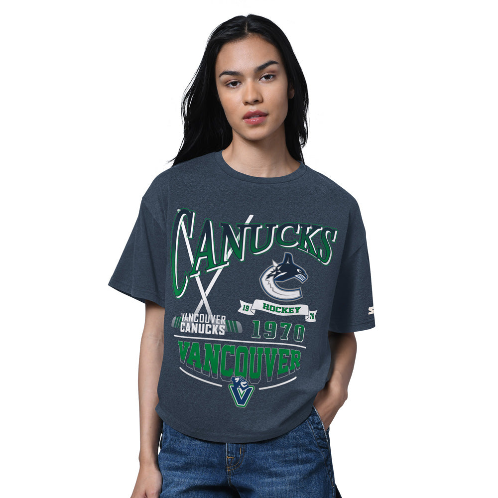 Starter Vancouver Canucks Hall Of Fame Women's Boxy Blue T Shirt