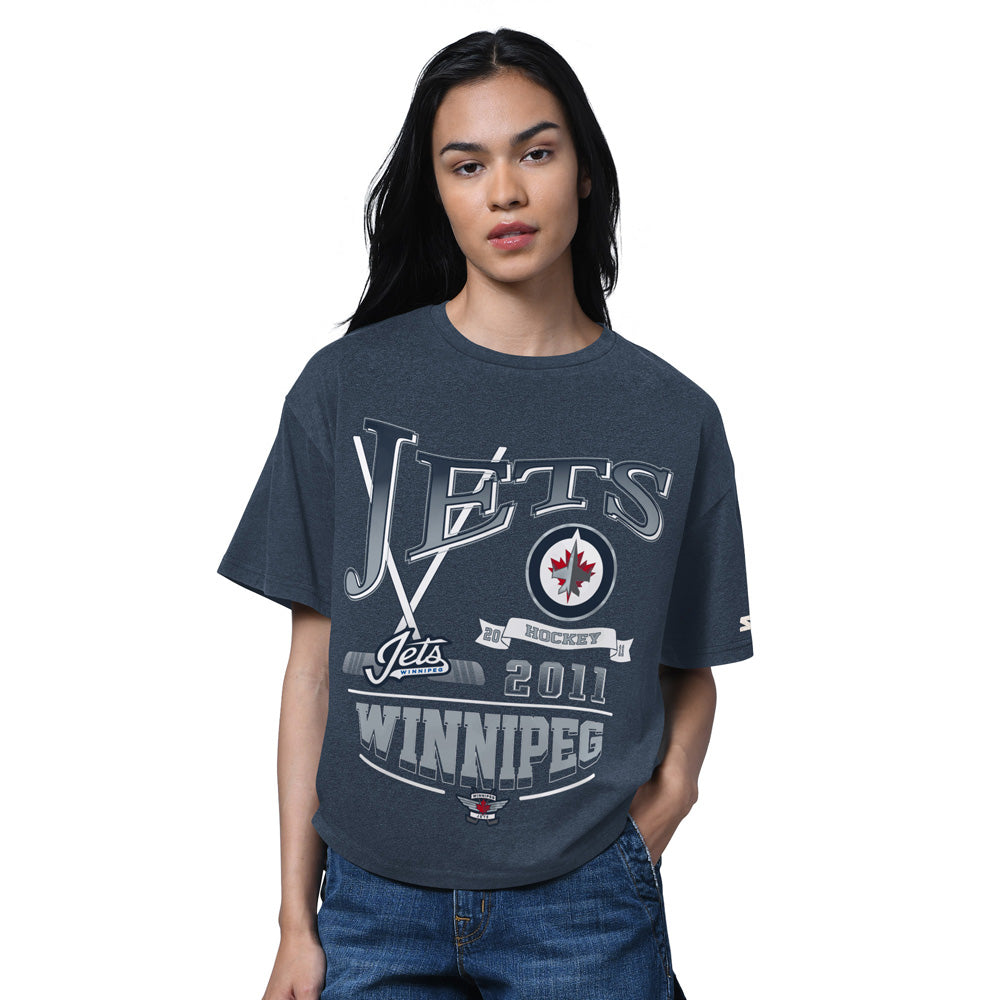 Starter Winnipeg Jets Hall Of Fame Women's Boxy Navy T Shirt