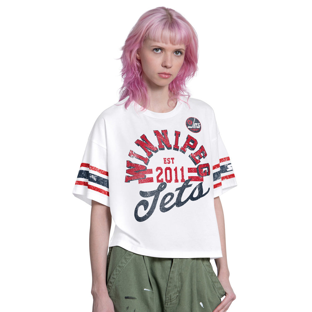 Starter Winnipeg Jets Hurry Up Offense Women's White T Shirt