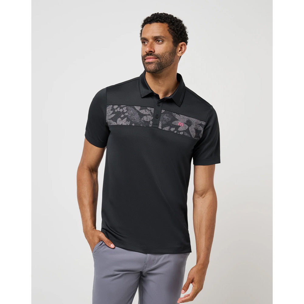 TravisMathew Good Good Chest Stripe Men's Black Polo Shirt