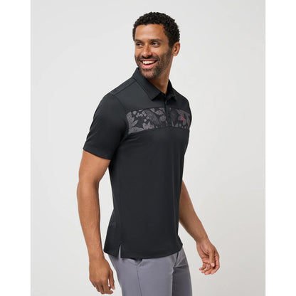 TravisMathew Good Good Chest Stripe Men's Black Polo Shirt