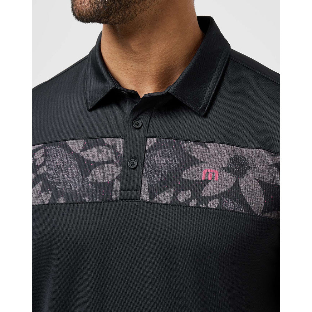 TravisMathew Good Good Chest Stripe Men's Black Polo Shirt
