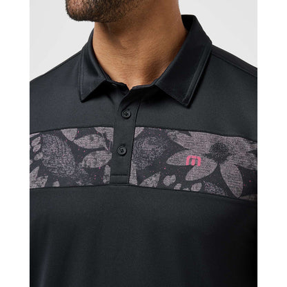 TravisMathew Good Good Chest Stripe Men's Black Polo Shirt