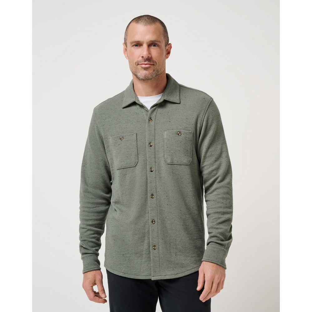 TravisMathew Cloud Waffle Men's Olive Button Up