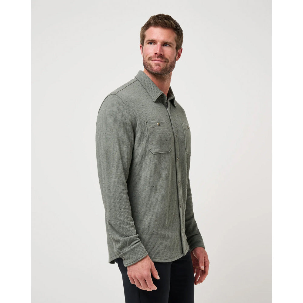 TravisMathew Cloud Waffle Men's Olive Button Up