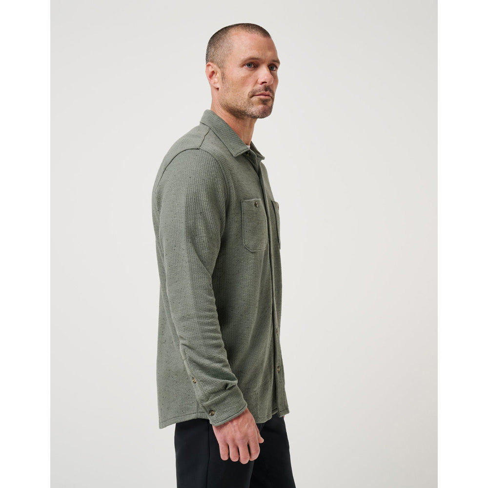 TravisMathew Cloud Waffle Men's Olive Button Up