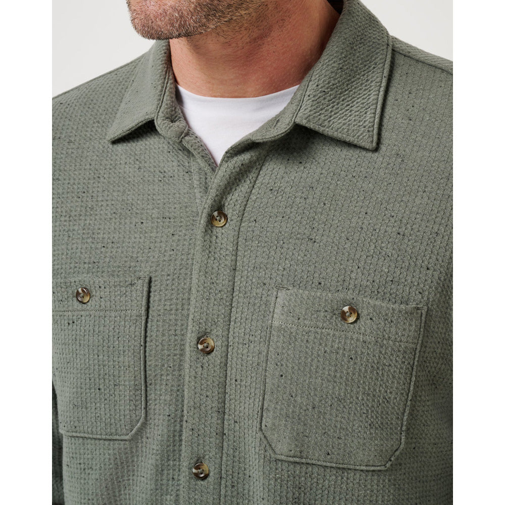 TravisMathew Cloud Waffle Men's Olive Button Up