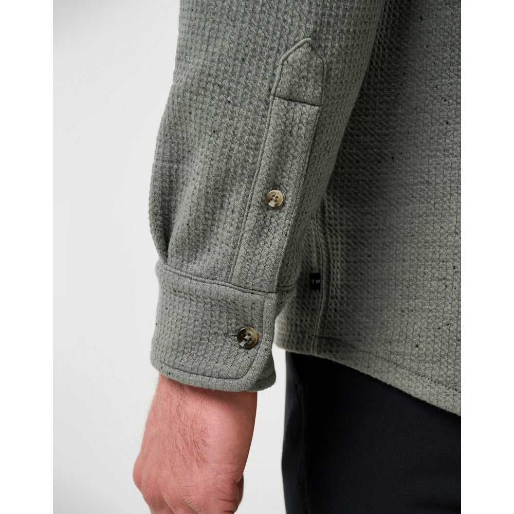 TravisMathew Cloud Waffle Men's Olive Button Up
