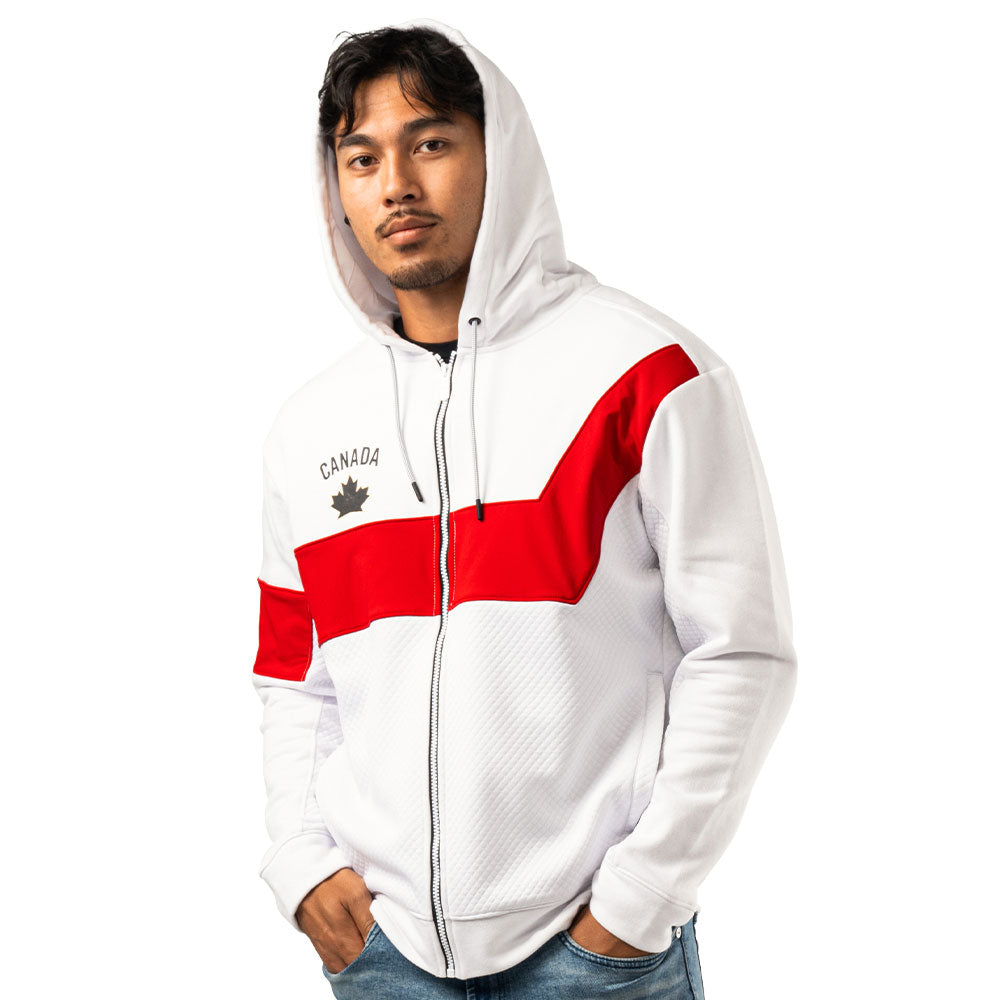 BAUER HOCKEY CANADA TEXTURED FULL ZIP ADULT WHITE HOODIE
