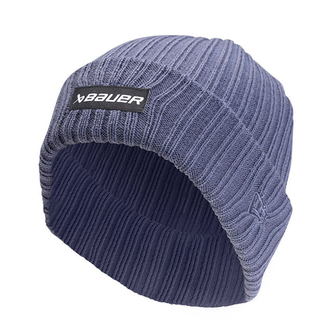 BAUER NE RIBBED BLUE TOQUE WITH PATCH