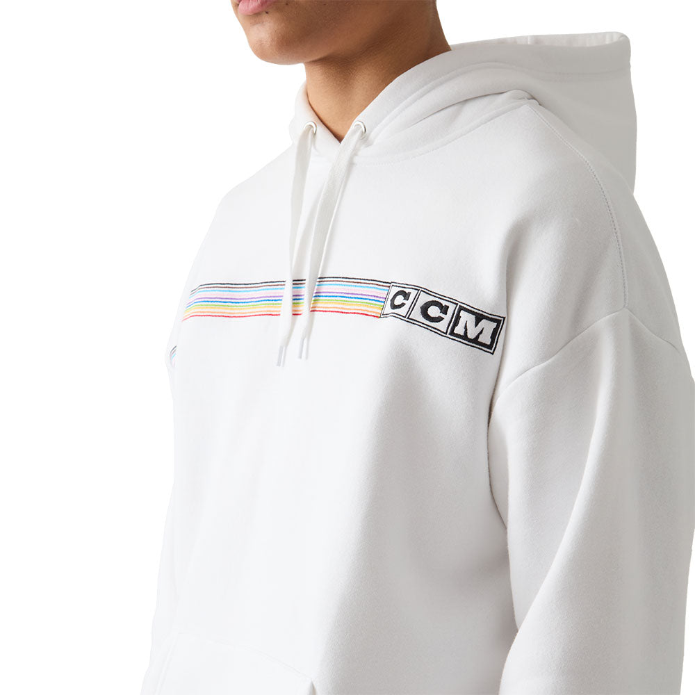 CCM PRIDE DROPPED SHOULDER ADULT WHITE HOODIE