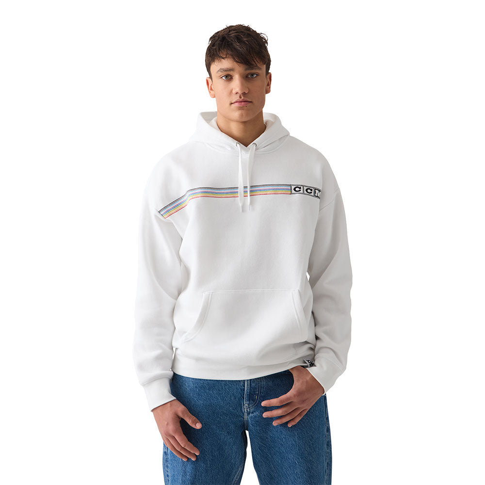 CCM PRIDE DROPPED SHOULDER ADULT WHITE HOODIE