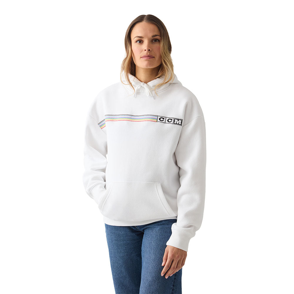 CCM PRIDE DROPPED SHOULDER ADULT WHITE HOODIE