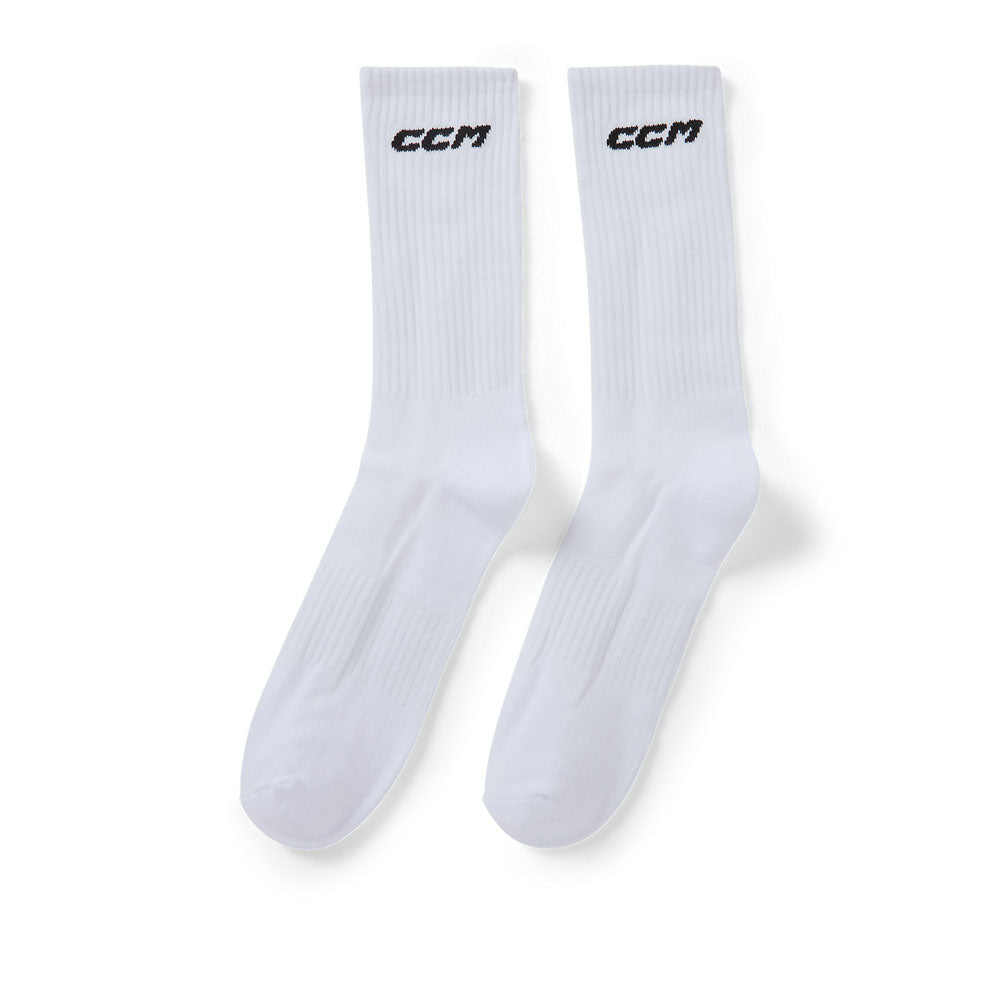 CCM Senior White Crew Socks - 3 Pack