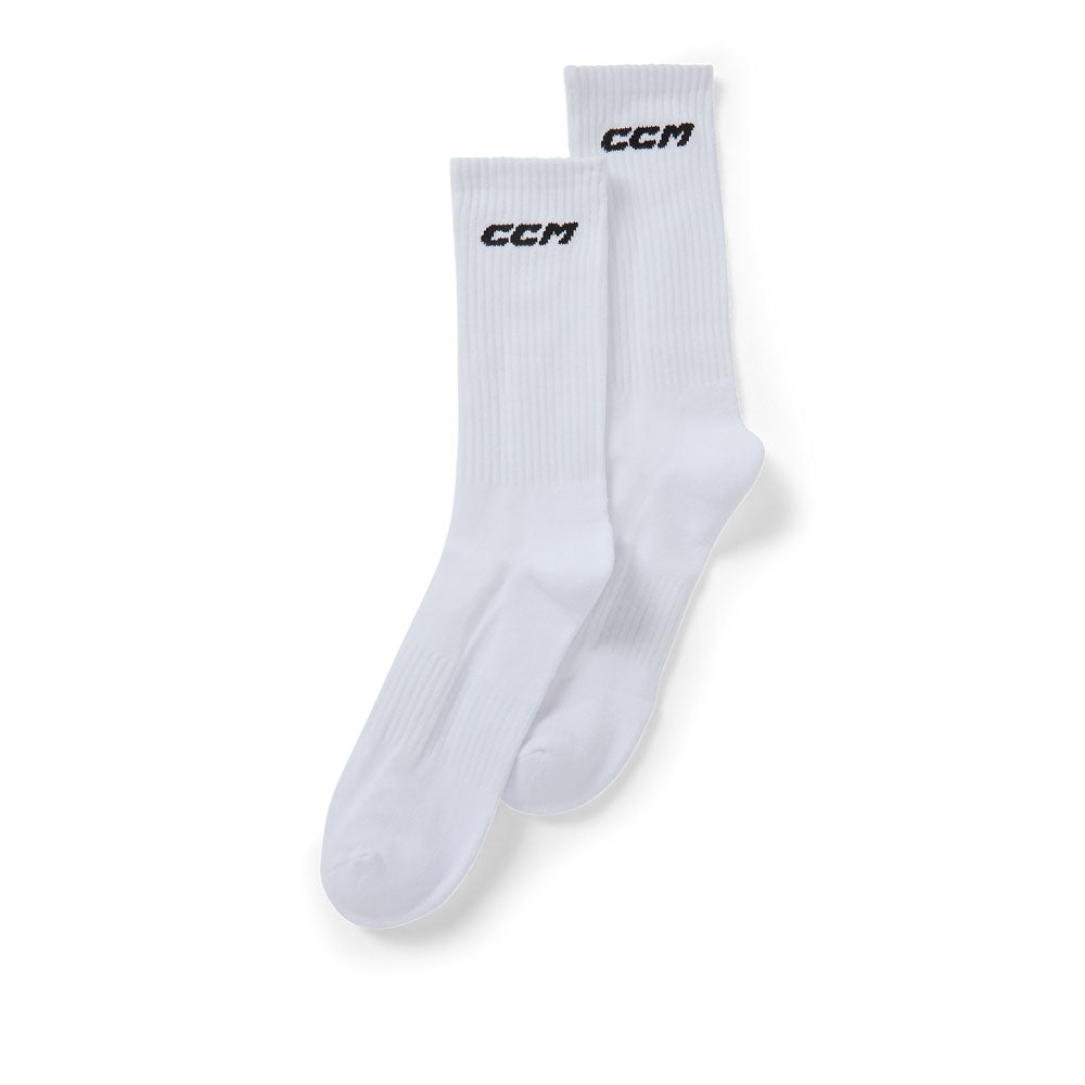 CCM Senior White Crew Socks - 3 Pack