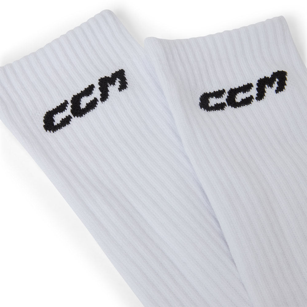 CCM Senior White Crew Socks - 3 Pack