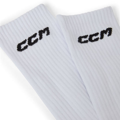 CCM Senior White Crew Socks - 3 Pack