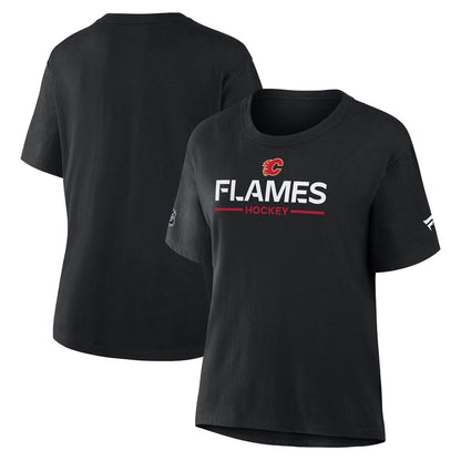 Women's Calgary Flames Primary Cotton Short Sleeve T-Shirt Black