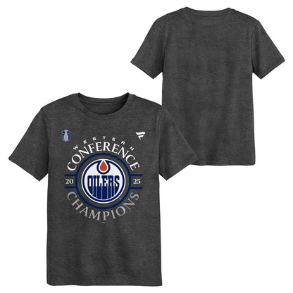 OUTERSTUFF EDMONTON OILERS 2025 CONFERENCE CHAMPIONS KID'S GREY T SHIRT