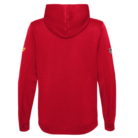 CALGARY FLAMES AUTHENTIC PRO RED YOUTH PULLOVER HOODIE