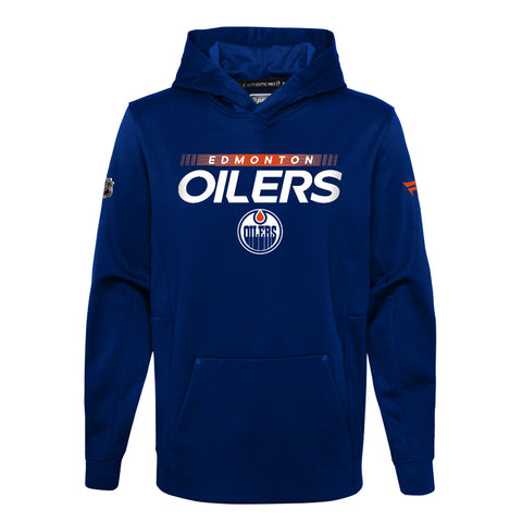 EDMONTON OILERS AUTHENTIC PRO YOUTH BLUE PULLOVER HOODIE