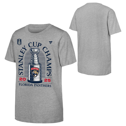 Outerstuff Florida Panthers 2025 Stanley Cup Champions Youth Grey T Shirt