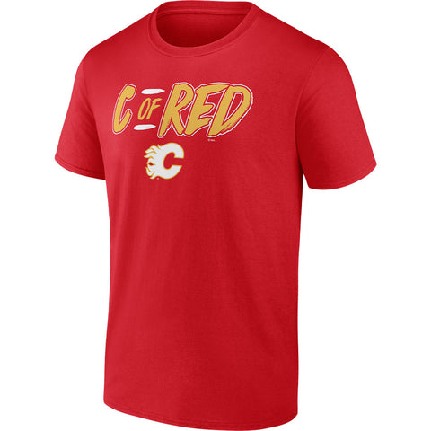 FANATICS CALGARY FLAMES ICE CLUSTER C OF RED T SHIRT