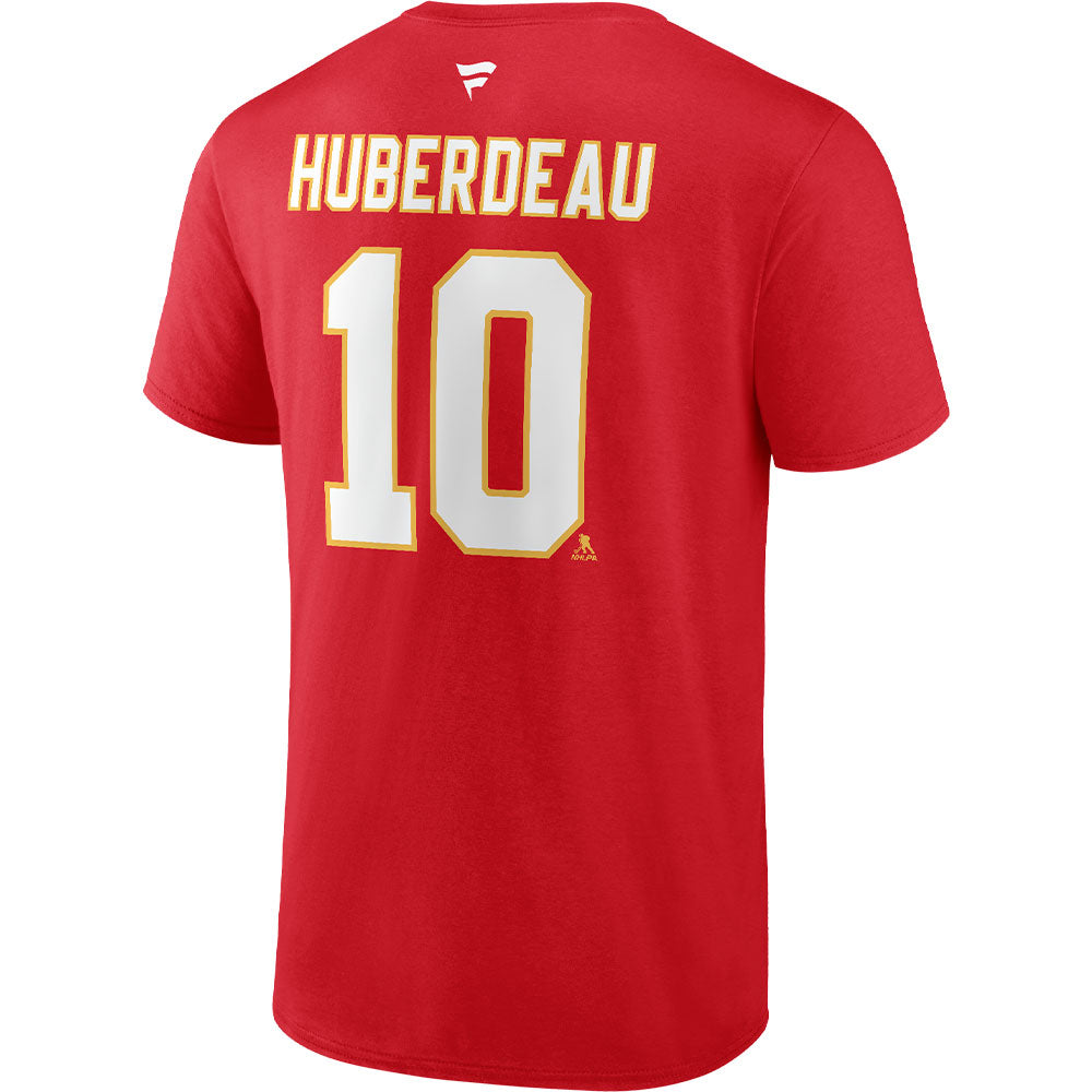 FANATICS CALGARY FLAMES JONATHAN HUBERDEAU NAME AND NUMBER T SHIRT
