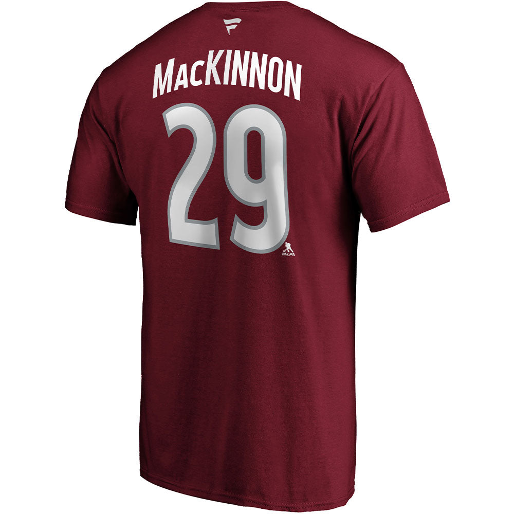FANATICS COLORADO AVALANCHE NATHAN MACKINNON BURGANDY NAME AND NUMBER T SHIRT