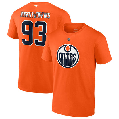 FANATICS EDMONTON OILERS RYAN NUGENT-HOPKINS ORANGE NAME AND NUMBER T SHIRT