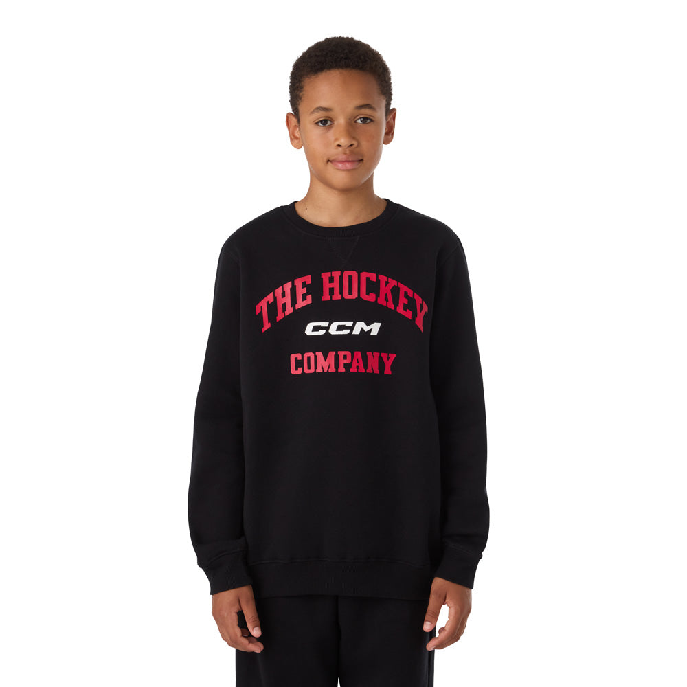 CCM Athleisure Youth Black Fleece Crew Long Sleeve Shirt