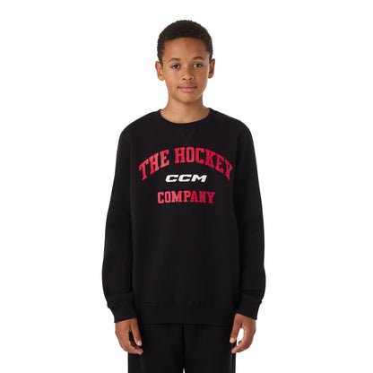 CCM Athleisure Youth Black Fleece Crew Long Sleeve Shirt