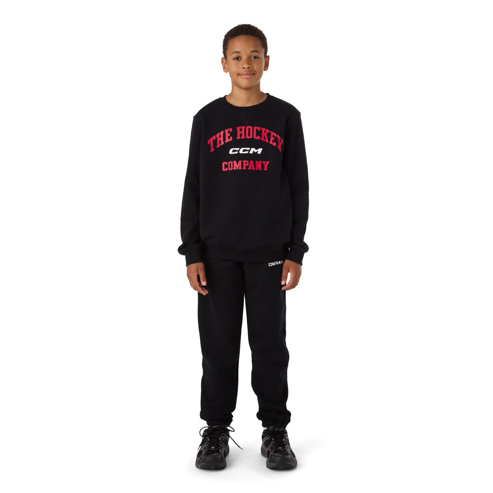 CCM Athleisure Youth Black Fleece Crew Long Sleeve Shirt