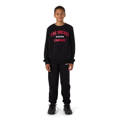 CCM Athleisure Youth Black Fleece Crew Long Sleeve Shirt
