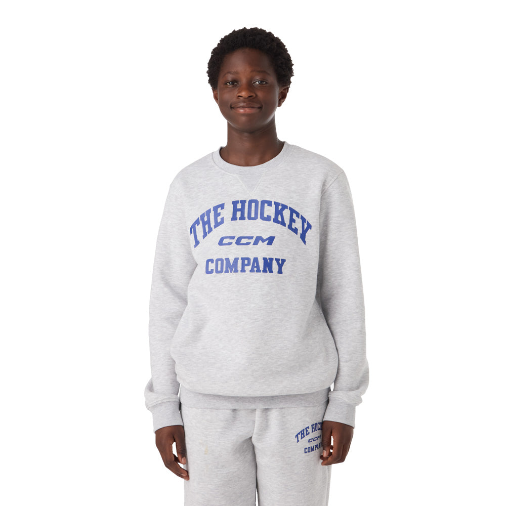 CCM Athleisure Youth Grey Fleece Crew Long Sleeve Shirt