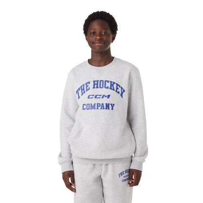 CCM Athleisure Youth Grey Fleece Crew Long Sleeve Shirt