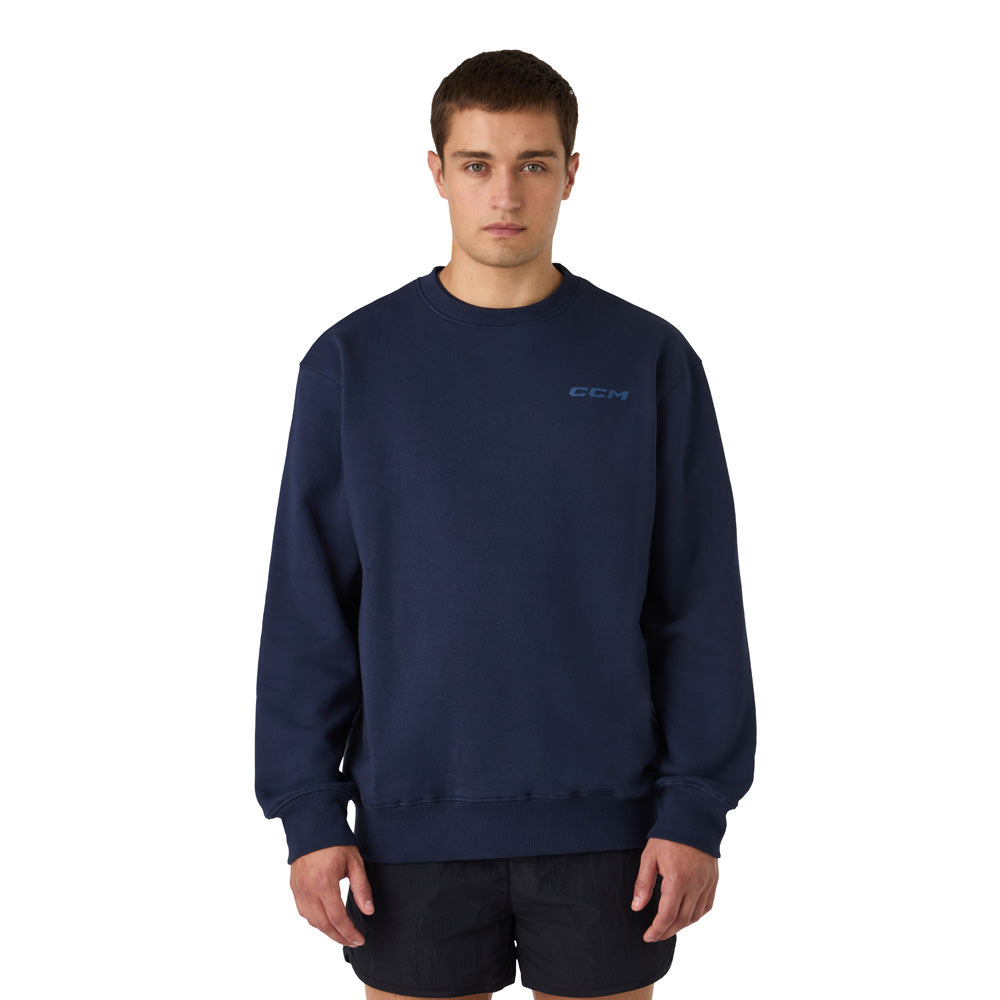 CCM Casual Men's Navy Fleece Crew Long Sleeve Shirt