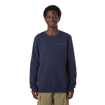 CCM Casual Youth Navy Fleece Crew Long Sleeve Shirt