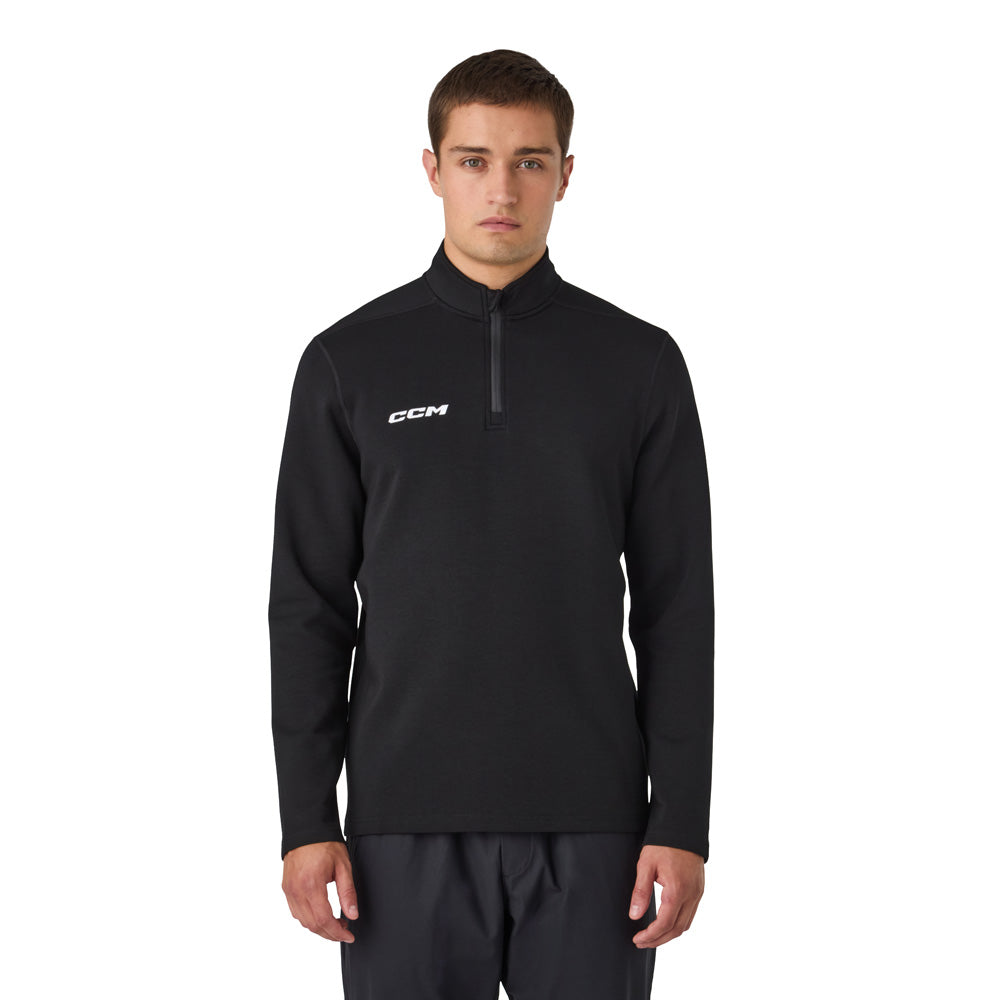 CCM Team Men's Black 1/4 Zip Crew Long Sleeve Shirt