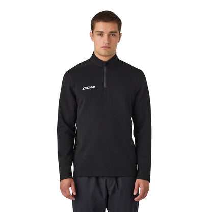 CCM Team Men's Black 1/4 Zip Crew Long Sleeve Shirt