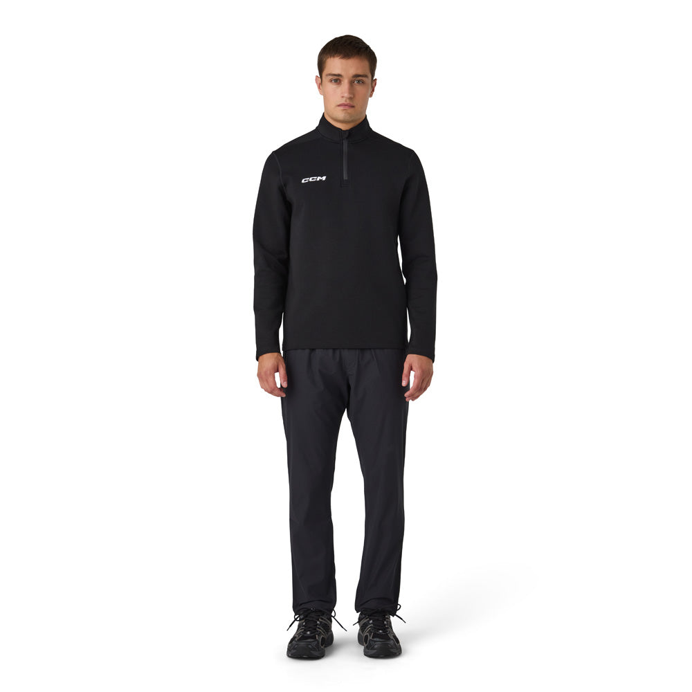 CCM Team Men's Black 1/4 Zip Crew Long Sleeve Shirt