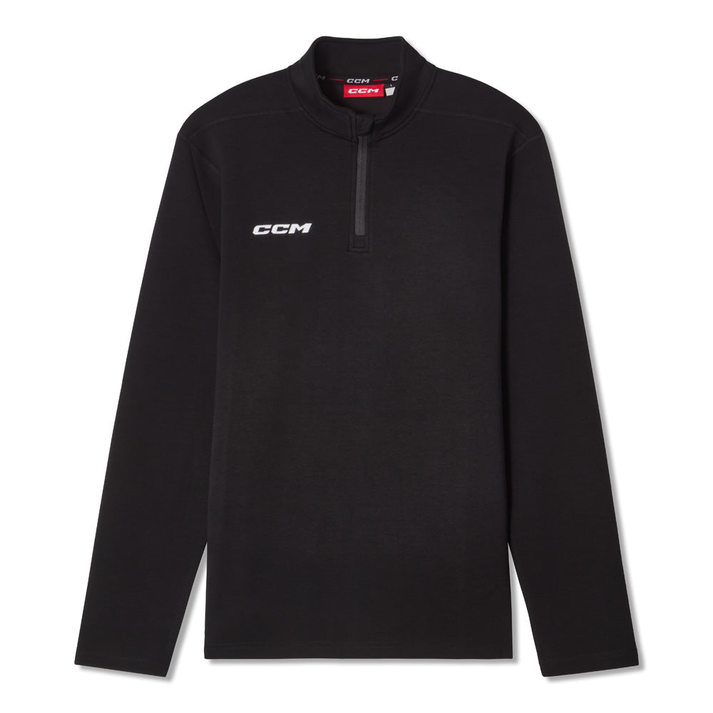 CCM Team Men's Black 1/4 Zip Crew Long Sleeve Shirt